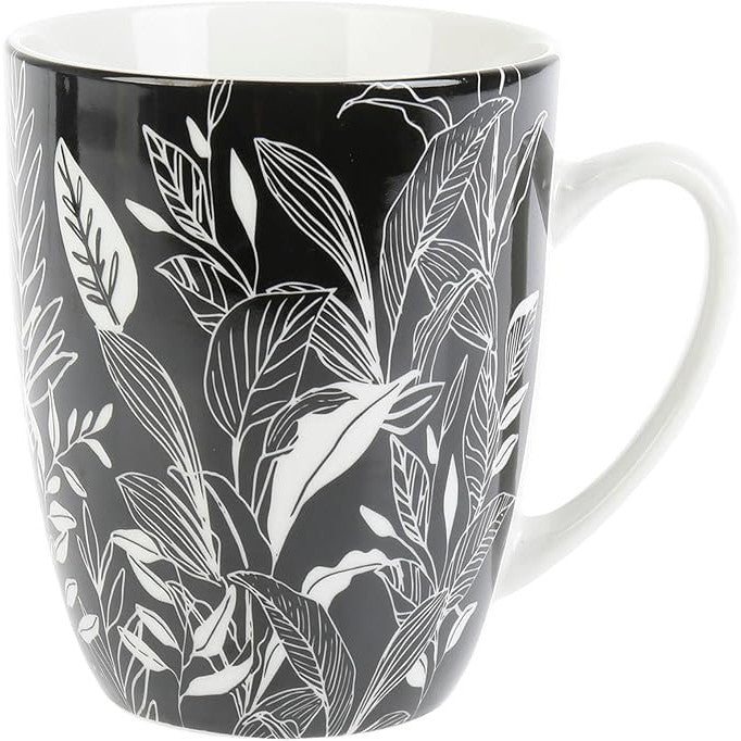 GENEVIEVE LETHU 538771 Porcelain Mug 34cl White-Black Vegetable Sketch Design
